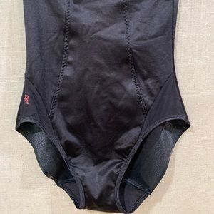 Ruby Ribbon Sheer High Waist Brief Black Size Large, shapes and smooths midriff